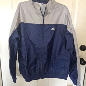 Adidas Vintage 90s Men's Navy and Light Gray Core Training Windbreaker